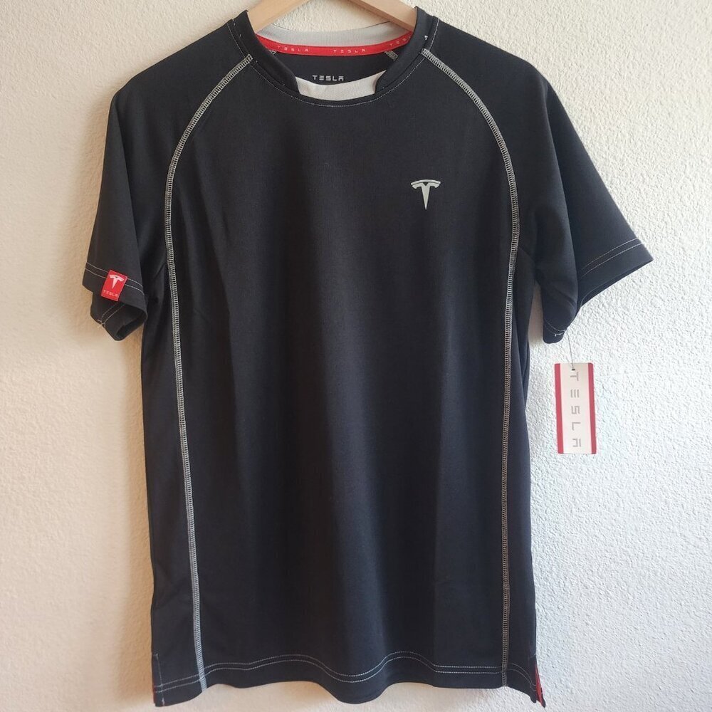 Tesla Shirt Mens Small Performance Tee Athletic Short Sleeve Polyester Training